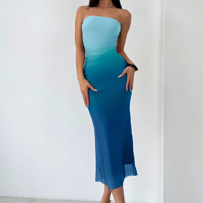 Singapore Summer Fashion New Gradient Slim fit Slimming Tube Top Long dress Sexy Waist Hugging Pleat Contrast Color Dress Blue Gradient L
Singapore Summer Fashion New Gradient Slim fit Slimming Tube Top Long dress Sexy Waist Hugging Pleat Contrast Color Dress Blue Gradient L