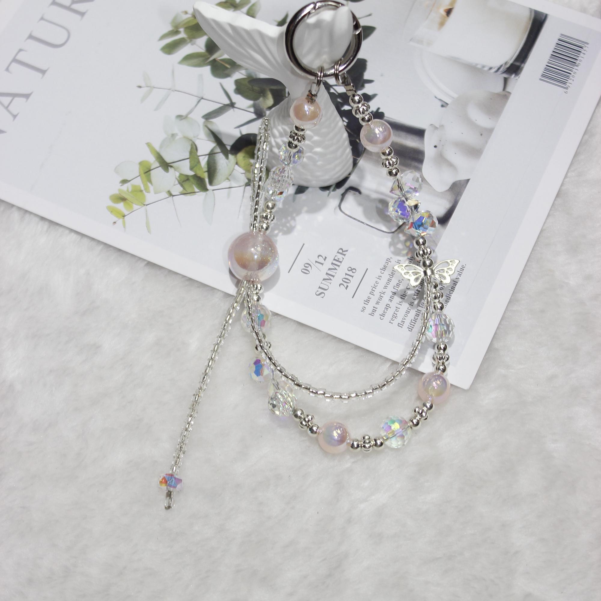 Cell Phone Lanyard 26cm Colorful Crystal Double Chain Phone Chain Wrist Strap White
Cell Phone Lanyard 26cm Colorful Crystal Double Chain Phone Chain Wrist Strap White
