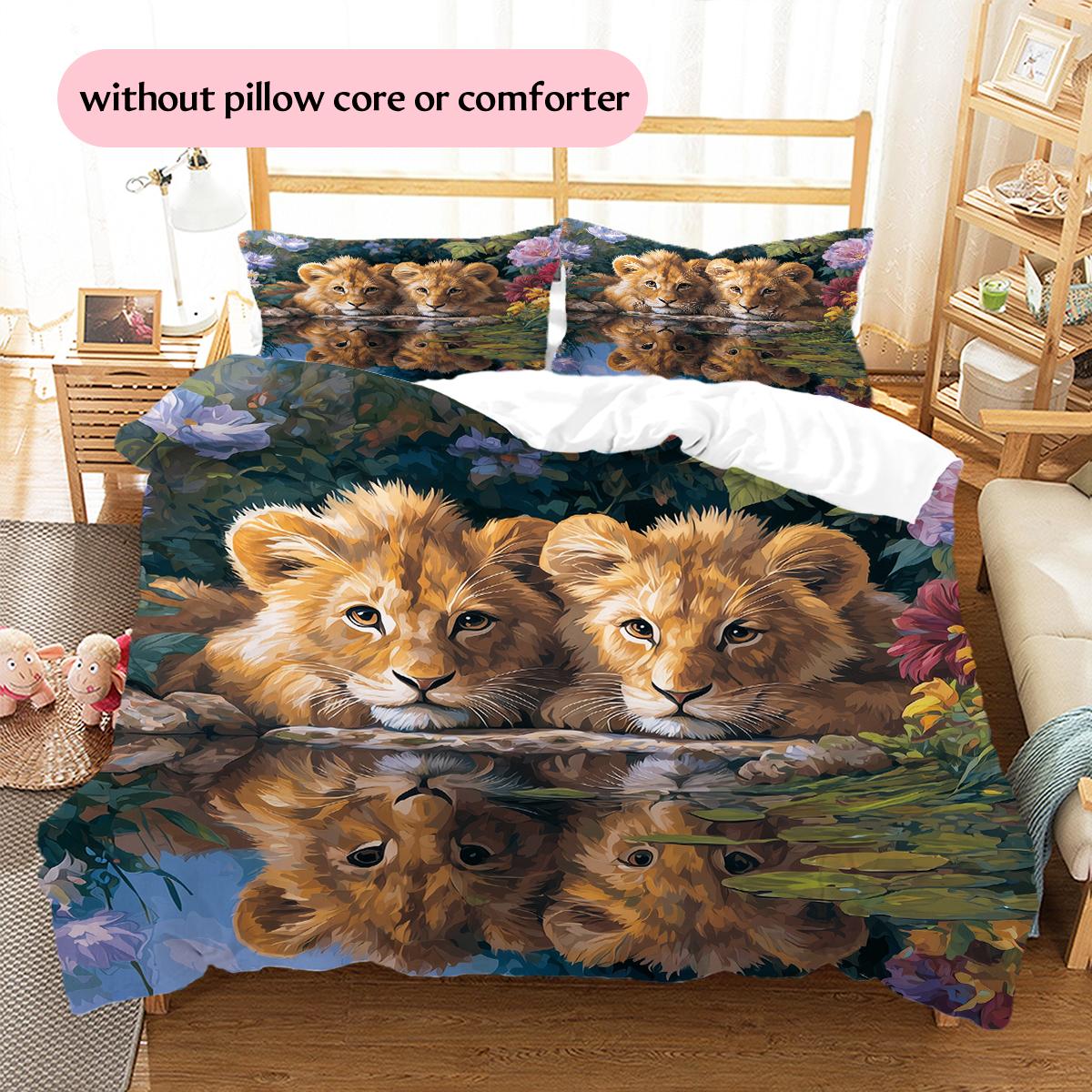 Two Lions Pattern Bedding Home Decoration Birthday Gift (1 * duvet cover + 2 * pillowcase, without core) 135x200cm
Two Lions Pattern Bedding Home Decoration Birthday Gift (1 * duvet cover + 2 * pillowcase, without core) 135x200cm