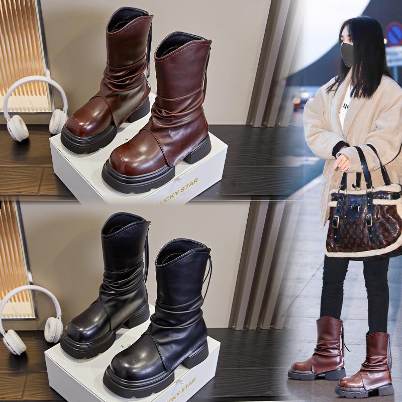 New thick heel Martin boots women s 2025 autumn and winter casual mid-tube boots women s round head versatile women s boots pleated art tide boots 40 чорний
New thick heel Martin boots women s 2025 autumn and winter casual mid-tube boots women s round head versatile women s boots pleated art tide boots 40 чорний
