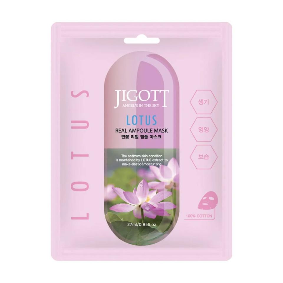 JIGOTT LOTUS REAL AMPOULE MASK Тканевая маска для лица с экстрактом лотоса 
JIGOTT LOTUS REAL AMPOULE MASK Тканевая маска для лица с экстрактом лотоса