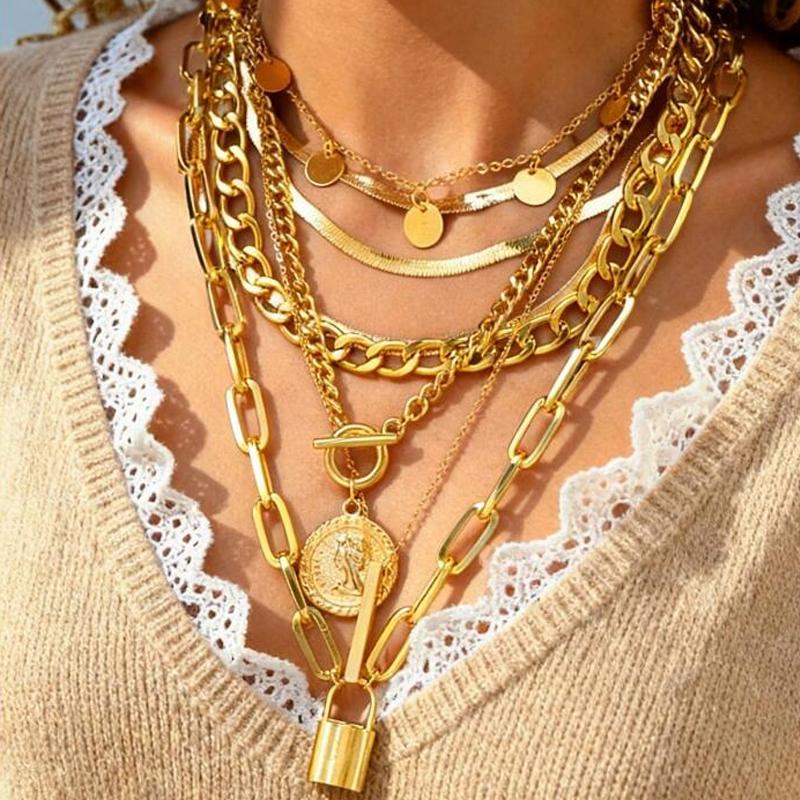 6Pcs Vintage Layered Necklace Set For Women Coin Disc Padlock Pendant T-Bar Chain Necklaces Trendy Streetwear Jewelry Gifts 2026
6Pcs Vintage Layered Necklace Set For Women Coin Disc Padlock Pendant T-Bar Chain Necklaces Trendy Streetwear Jewelry Gifts 2026