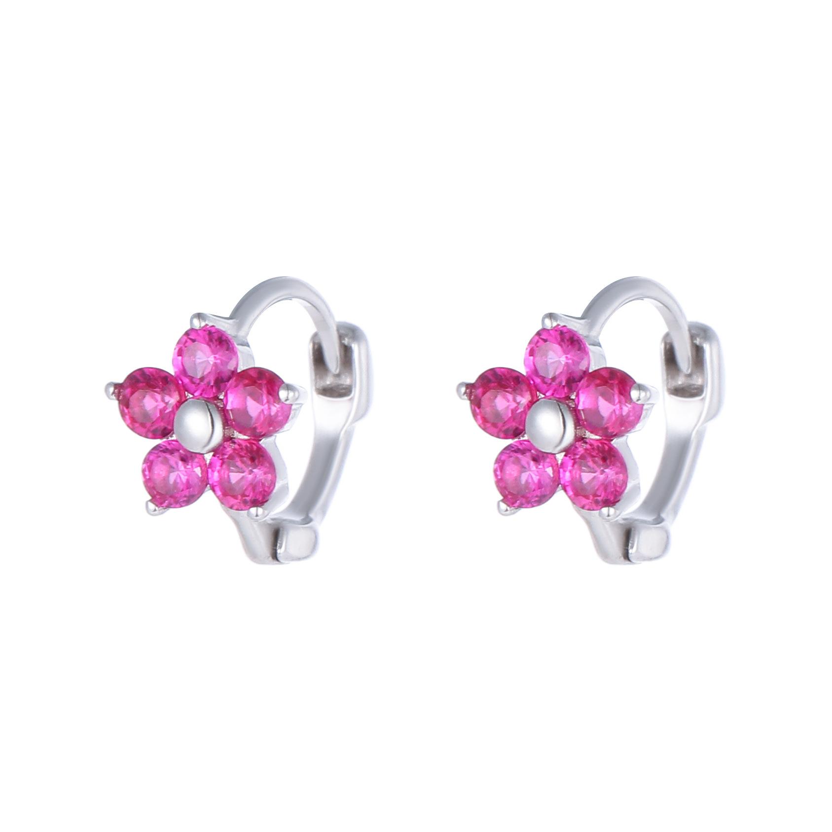 925 Sterling Silver Ruby Red Flower Huggie Hoop Earrings, Sparkling Cubic Zirconia Earrings, Hypoallergenic Silver Jewelry Gift срібний
925 Sterling Silver Ruby Red Flower Huggie Hoop Earrings, Sparkling Cubic Zirconia Earrings, Hypoallergenic Silver Jewelry Gift срібний