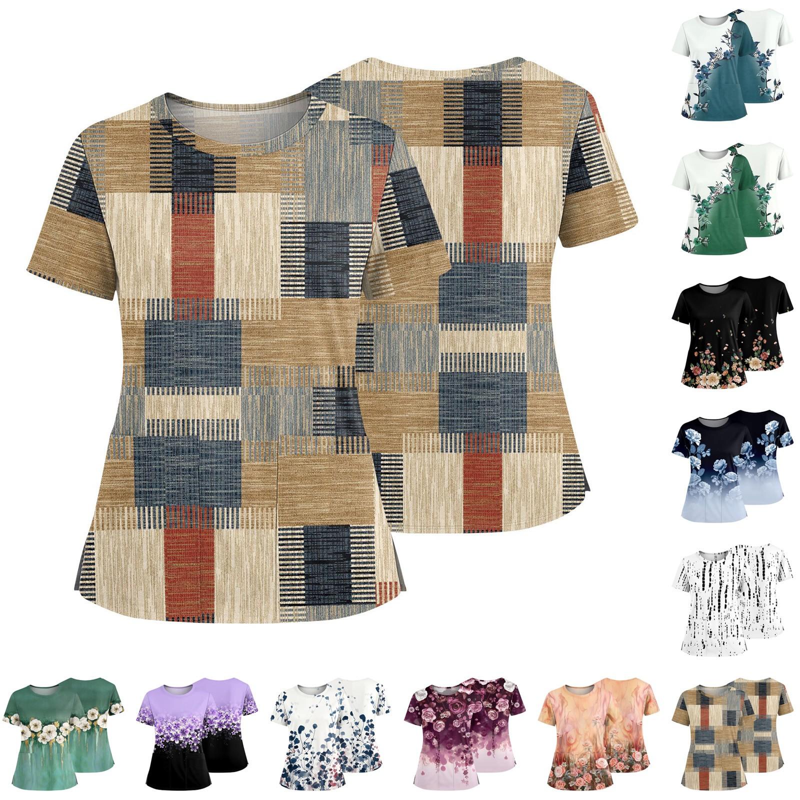 Women s Fashionable Printed Round Neck Pocket Short Sleeved Shirt With Slit Hem Uniform And Worker s Top XL білий
Women s Fashionable Printed Round Neck Pocket Short Sleeved Shirt With Slit Hem Uniform And Worker s Top XL білий