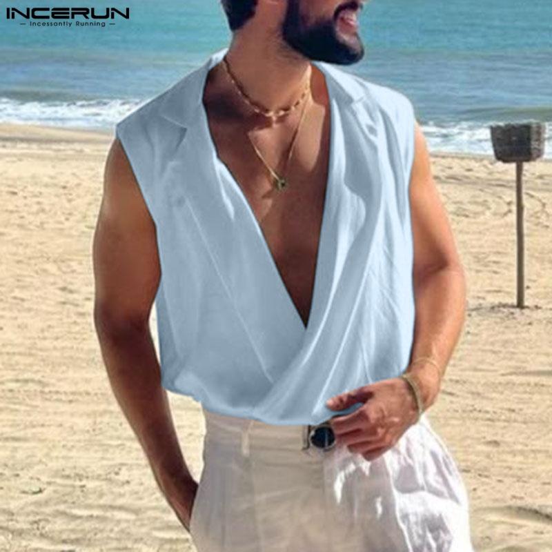 INCERUN Men Summer Sleeveless Front Cross Casual Loose Thin Tank Tops 5XL синій
INCERUN Men Summer Sleeveless Front Cross Casual Loose Thin Tank Tops 5XL синій