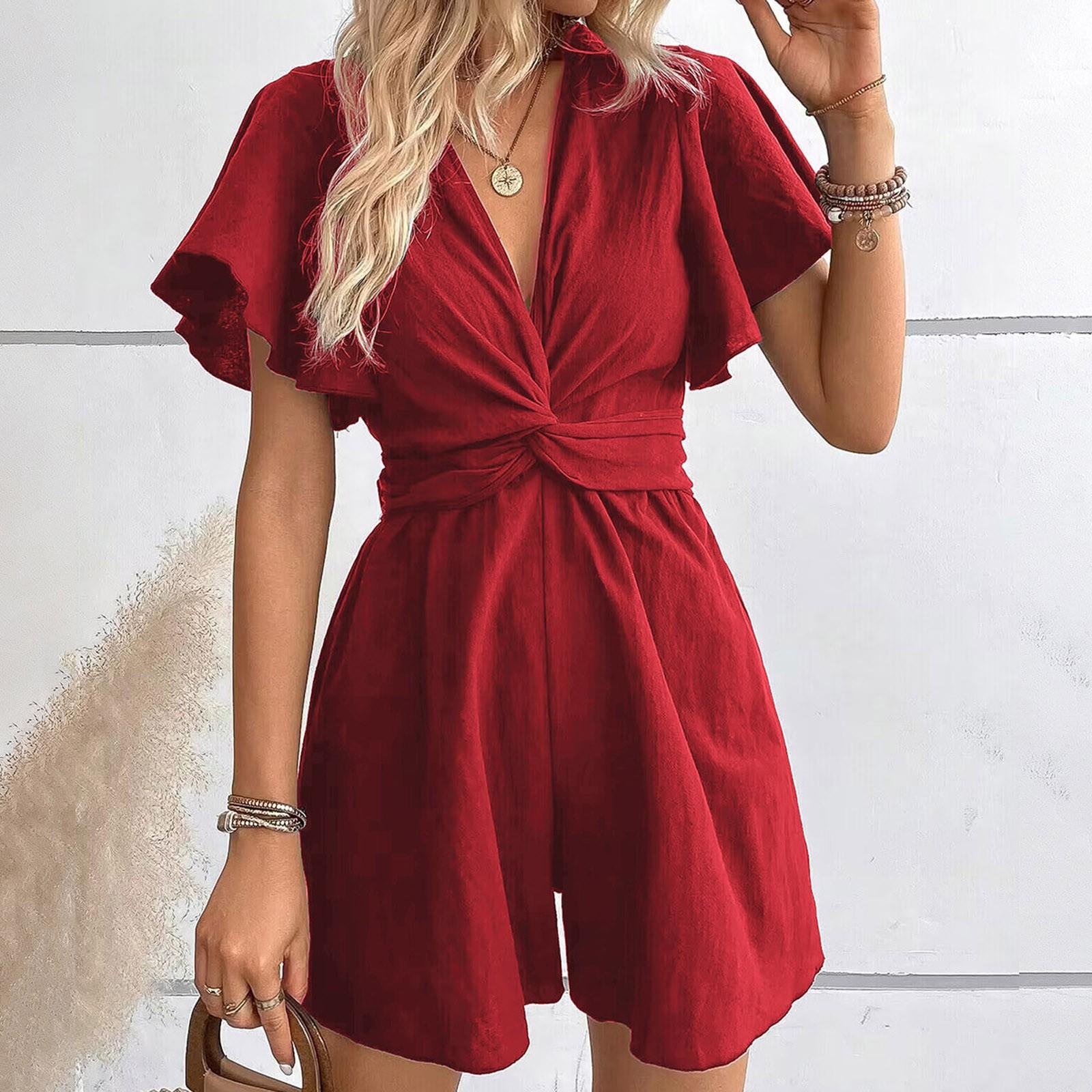 Женский удобный повседневный комбинезон с коротким рукавом, свитер, комбинезон, шорты XL красный
Женский удобный повседневный комбинезон с коротким рукавом, свитер, комбинезон, шорты XL красный