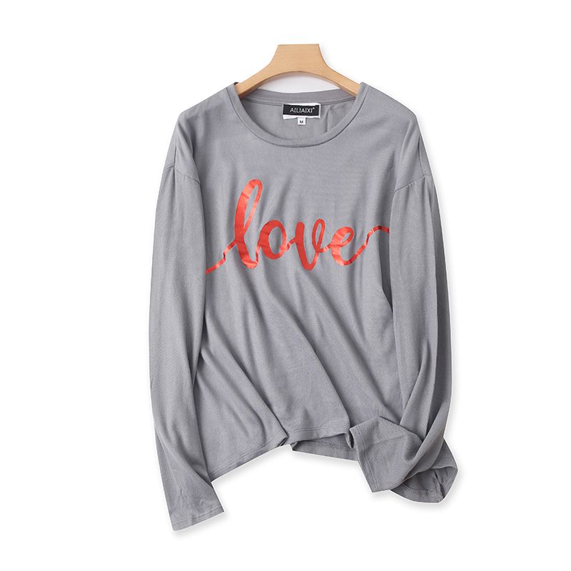 Export round Neck Letters T-shirt Spring New Arrival Stretch Slimming T-shirt Women s Pullover Bottoming Tops W/2-3 Grey L
Export round Neck Letters T-shirt Spring New Arrival Stretch Slimming T-shirt Women s Pullover Bottoming Tops W/2-3 Grey L