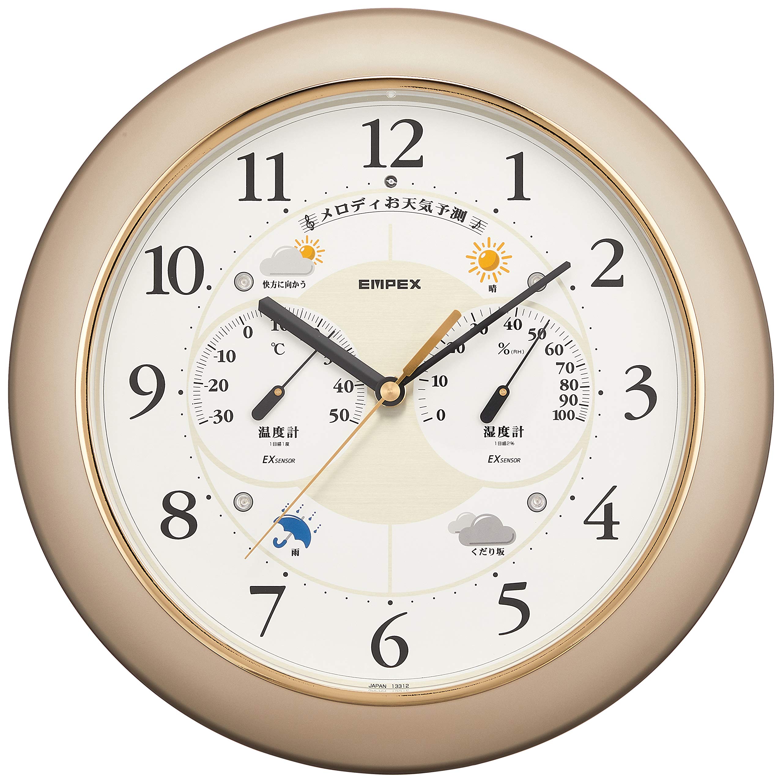 Empex Weather Meter Temperature and Hygrometer Melody Weather Station EX with Weather Forecast Function for Wall Hanging Made in Japan Champagne Gold золотий
Empex Weather Meter Temperature and Hygrometer Melody Weather Station EX with Weather Forecast Function for Wall Hanging Made in Japan Champagne Gold золотий