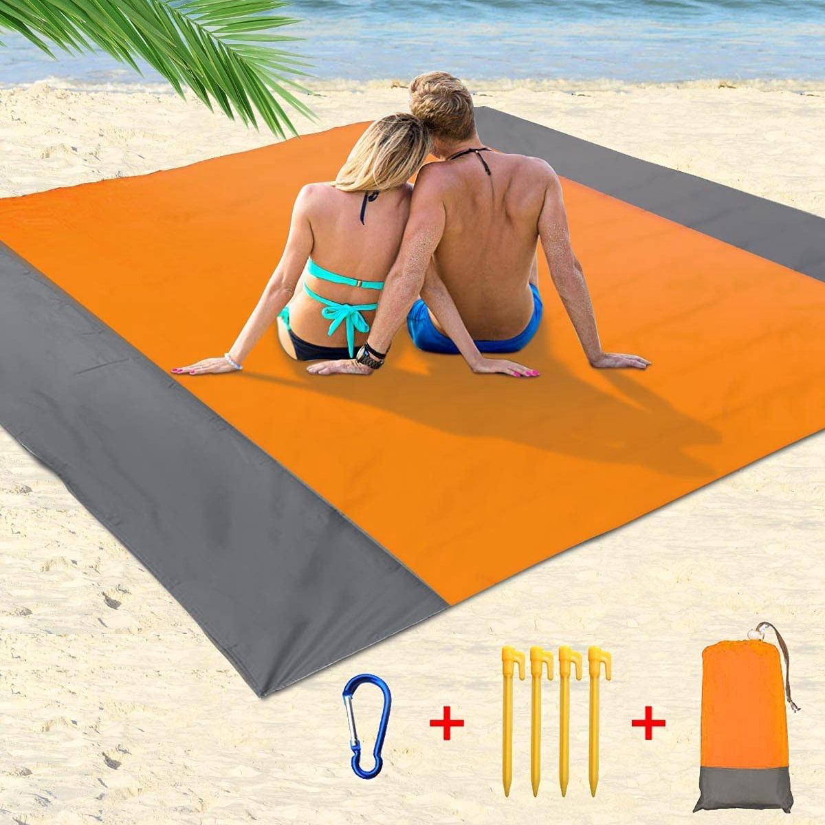 BHBL Beach Blanket, 210 x 200cm Picnic Blanket Extra Large Waterproof Beach Mat with 4 Fixed Nails, For Beach, Camping-Orange China Mainland
BHBL Beach Blanket, 210 x 200cm Picnic Blanket Extra Large Waterproof Beach Mat with 4 Fixed Nails, For Beach, Camping-Orange China Mainland
