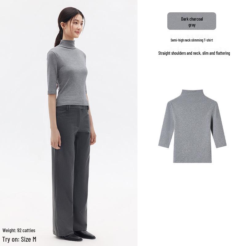 Cotton Aesthetics: Regular Half-High Neck Slimming T-shirt for Spring/Autumn L (100-110 jin)
Cotton Aesthetics: Regular Half-High Neck Slimming T-shirt for Spring/Autumn L (100-110 jin)