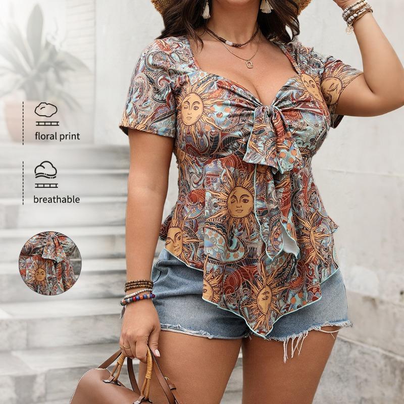Plus Size Women s New Trendy and Sexy Lace-up Loose Printed Tops 2XL серый
Plus Size Women s New Trendy and Sexy Lace-up Loose Printed Tops 2XL серый
