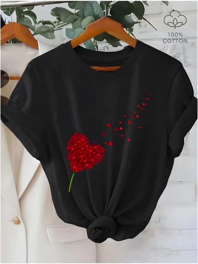 Womens Cotton ShortSleeve TShirt with Heart and Dandelion Print Casual Fashion Top with Playful Print Design Plus Size 4XL
Womens Cotton ShortSleeve TShirt with Heart and Dandelion Print Casual Fashion Top with Playful Print Design Plus Size 4XL