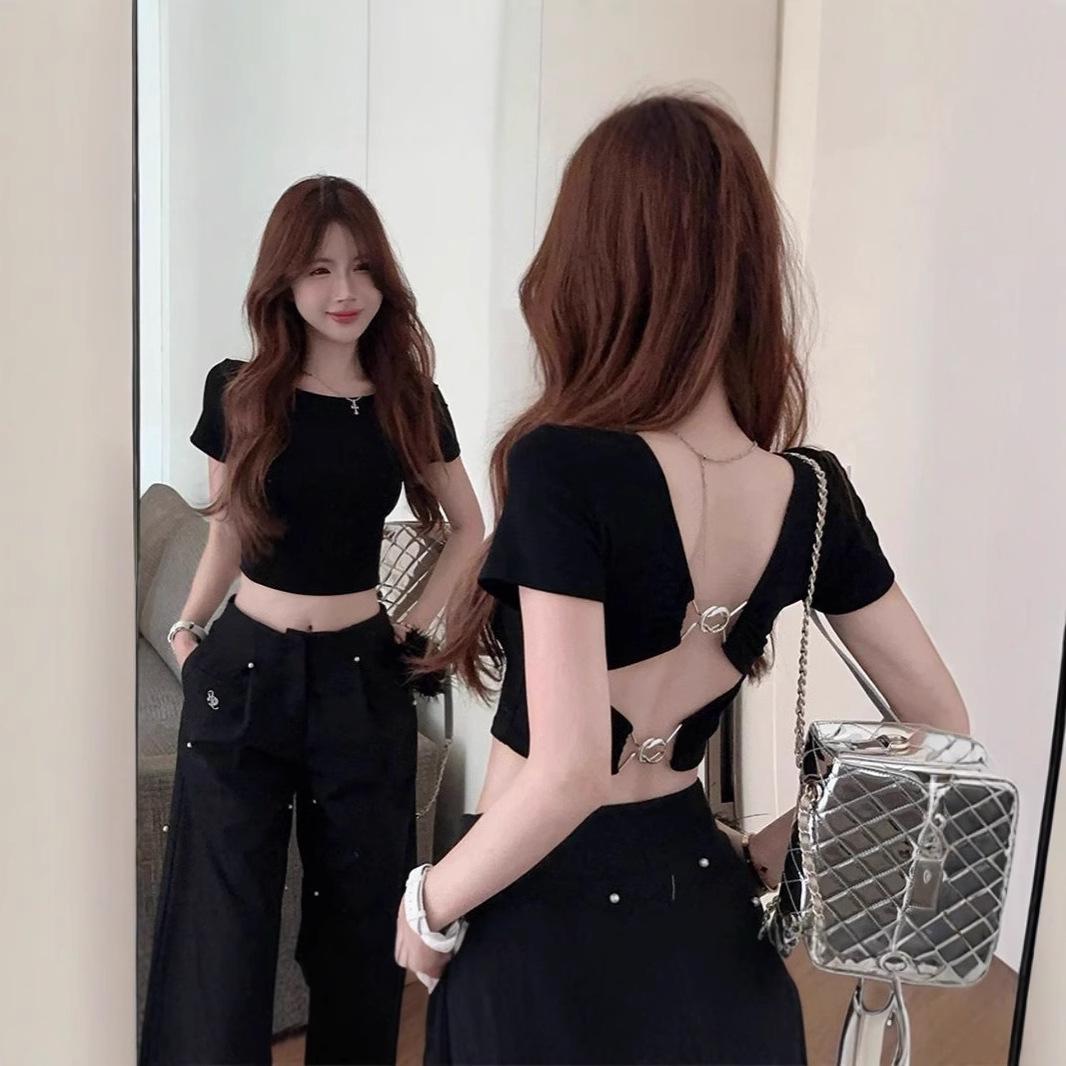 Black Backless Short Sleeve Women s T-shirt – Sleek Summer Design with Slimming, Elegant Fit L
Black Backless Short Sleeve Women s T-shirt – Sleek Summer Design with Slimming, Elegant Fit L