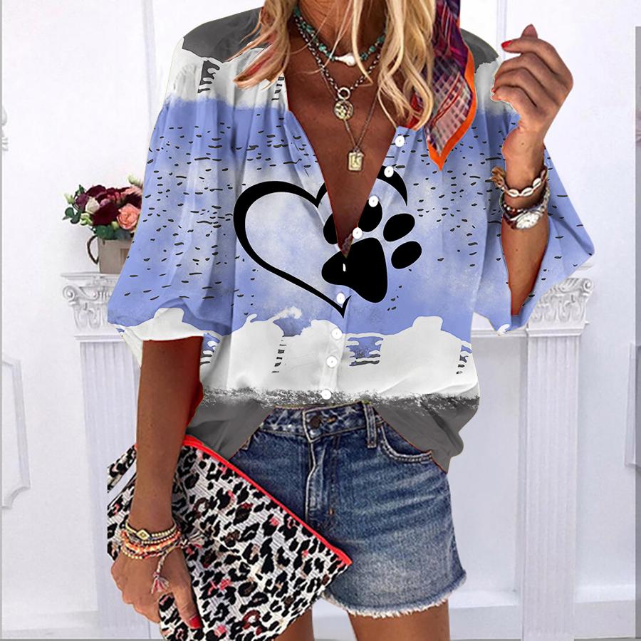 2023 Summer Autumn New Fashion Women s Tops Red Heart Footprints Printed Half Sleeve Casual Plus Size Button-down Shirt with Bubble Sleeves
2023 Summer Autumn New Fashion Women s Tops Red Heart Footprints Printed Half Sleeve Casual Plus Size Button-down Shirt with Bubble Sleeves
