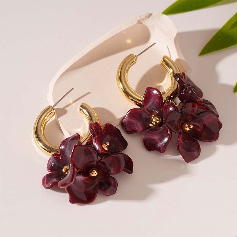 Vintage Acrylic Brown Flower Hoop Earrings For Women Girls Fashion Metal C-shaped Petal Personality Earrings Zircon Gifts
Vintage Acrylic Brown Flower Hoop Earrings For Women Girls Fashion Metal C-shaped Petal Personality Earrings Zircon Gifts