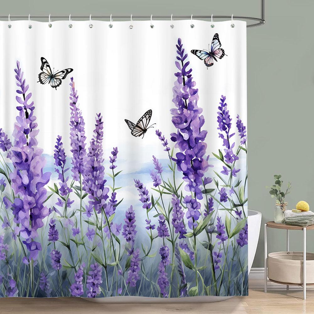 Purple Vineman Botanical Watercolour Shower Curtain Lavender Butterfly Floral Polyester Shower Curtain Bathroom Decor with Hooks 90x180cm
Purple Vineman Botanical Watercolour Shower Curtain Lavender Butterfly Floral Polyester Shower Curtain Bathroom Decor with Hooks 90x180cm