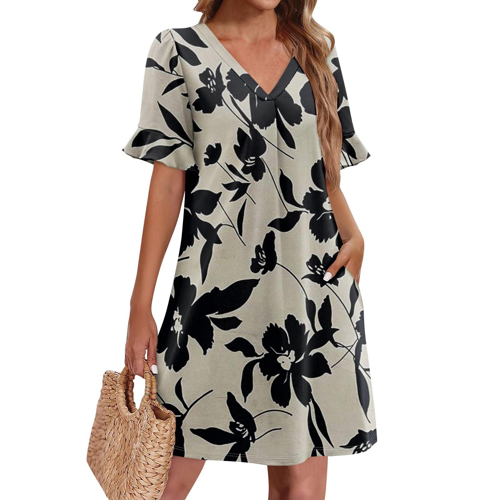 Summer Dresses For Women V Neck Ruffle Short Sleeve Casual Loose Printing Dress Beach Dress With Pockets XXL хакі
Summer Dresses For Women V Neck Ruffle Short Sleeve Casual Loose Printing Dress Beach Dress With Pockets XXL хакі