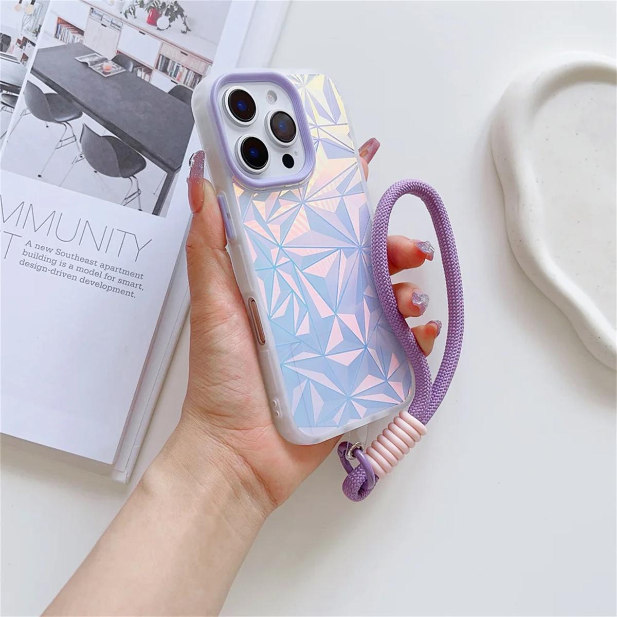 Роскошный чехол-ремешок Aurora Diamond для iPhone 16 15 14 13 Pro Max 12 11 16 Plus с лазерным цветным ремешком на запястье, противоударный чехол iPhone 11 фиолетовый
Роскошный чехол-ремешок Aurora Diamond для iPhone 16 15 14 13 Pro Max 12 11 16 Plus с лазерным цветным ремешком на запястье, противоударный чехол iPhone 11 фиолетовый