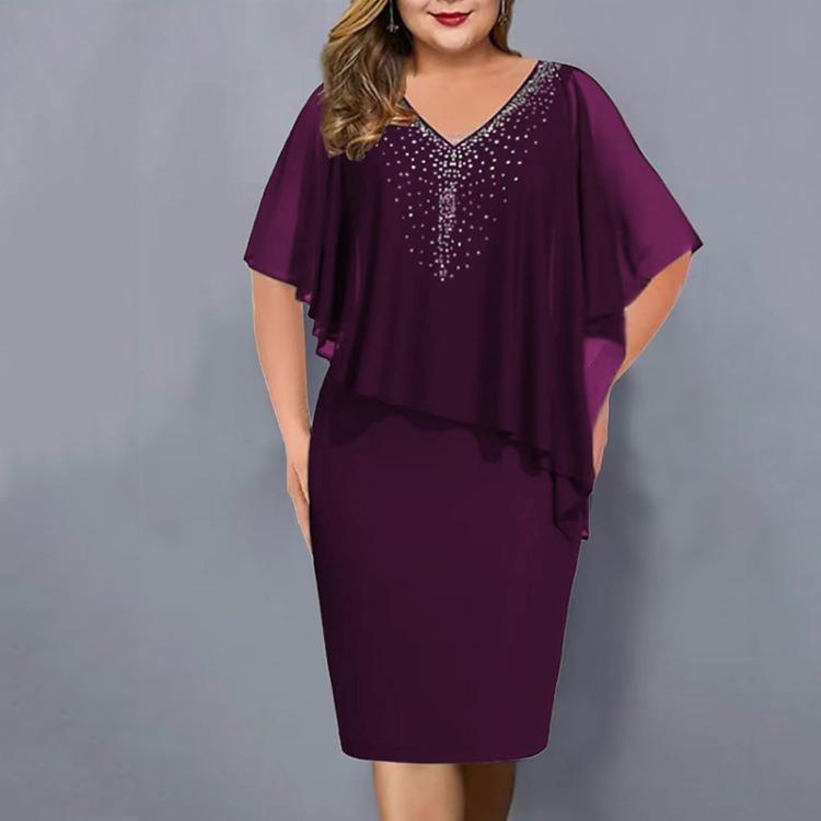 Women Plus Size V Neck Chiffon Dress with Sequins Asymmetric Buttock Overlay Sizes S To 5XL XXXXXL фіолетовий
Women Plus Size V Neck Chiffon Dress with Sequins Asymmetric Buttock Overlay Sizes S To 5XL XXXXXL фіолетовий