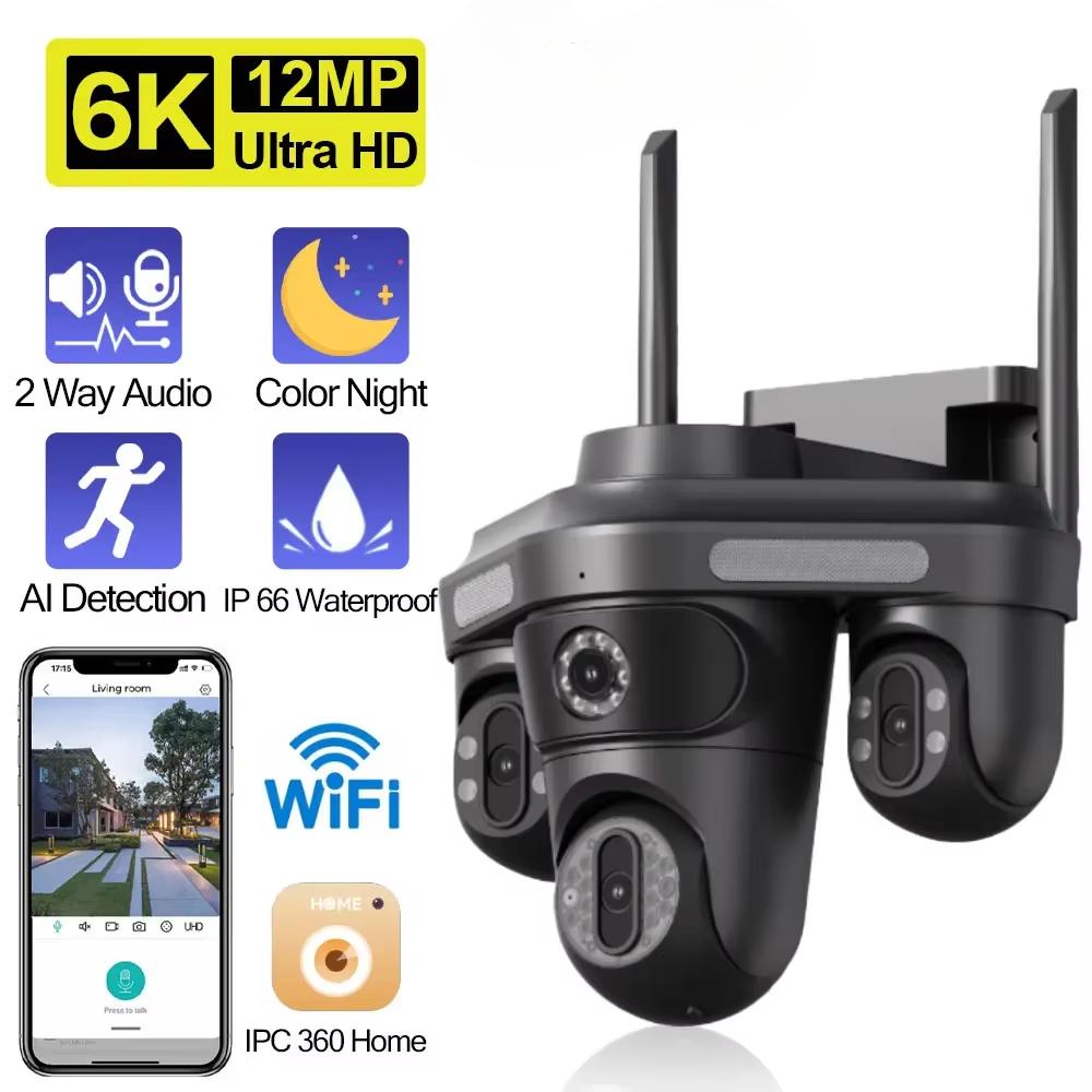 12MP 6K триекранна WIFI IP-камера зовнішня трилінзова PTZ камера з автоматичним відстеженням Водонепроникна кольорова нічне бачення Відеокамери відеоспостереження 12MP Camera
12MP 6K триекранна WIFI IP-камера зовнішня трилінзова PTZ камера з автоматичним відстеженням Водонепроникна кольорова нічне бачення Відеокамери відеоспостереження 12MP Camera