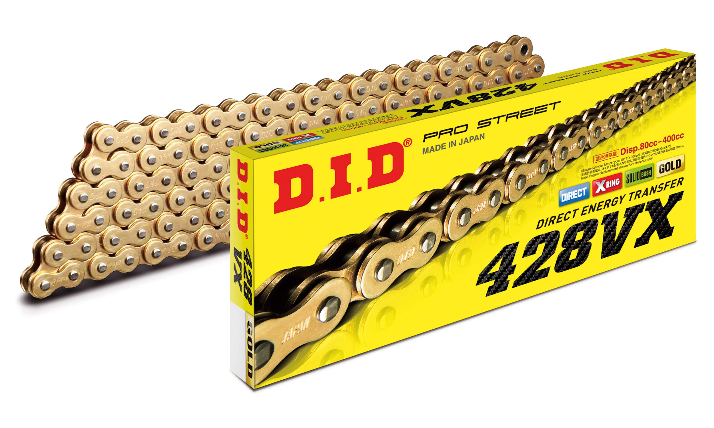 Motorcycle Chain Light Clip Joint Included for Two Wheels Motorcycle D.I.D Press-in 428VX-108FB G&G (Gold) X-Ring
Motorcycle Chain Light Clip Joint Included for Two Wheels Motorcycle D.I.D Press-in 428VX-108FB G&G (Gold) X-Ring