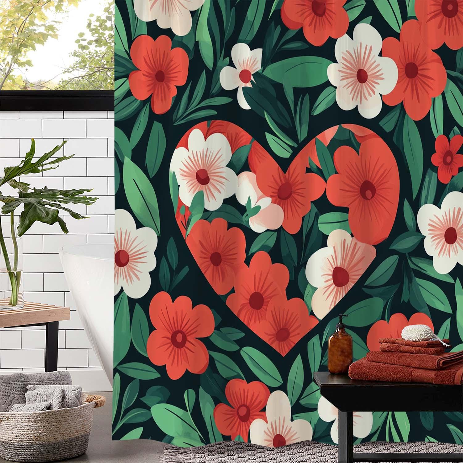 Romantic Valentine S Day Art Heart Floral Greenery Shower Curtain - Waterproof Polyester, Machine Washable, Floral Patternr W60H190(CM)-1 Pcs
Romantic Valentine S Day Art Heart Floral Greenery Shower Curtain - Waterproof Polyester, Machine Washable, Floral Patternr W60H190(CM)-1 Pcs