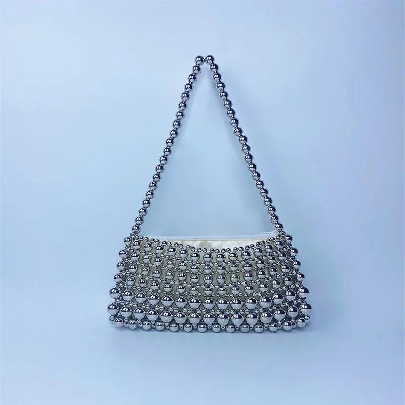 Vintage Pearl Chain Handbag Simple Portable Street Stroll Handbags for Women Handmade Weaving Bags Single Handle
Vintage Pearl Chain Handbag Simple Portable Street Stroll Handbags for Women Handmade Weaving Bags Single Handle