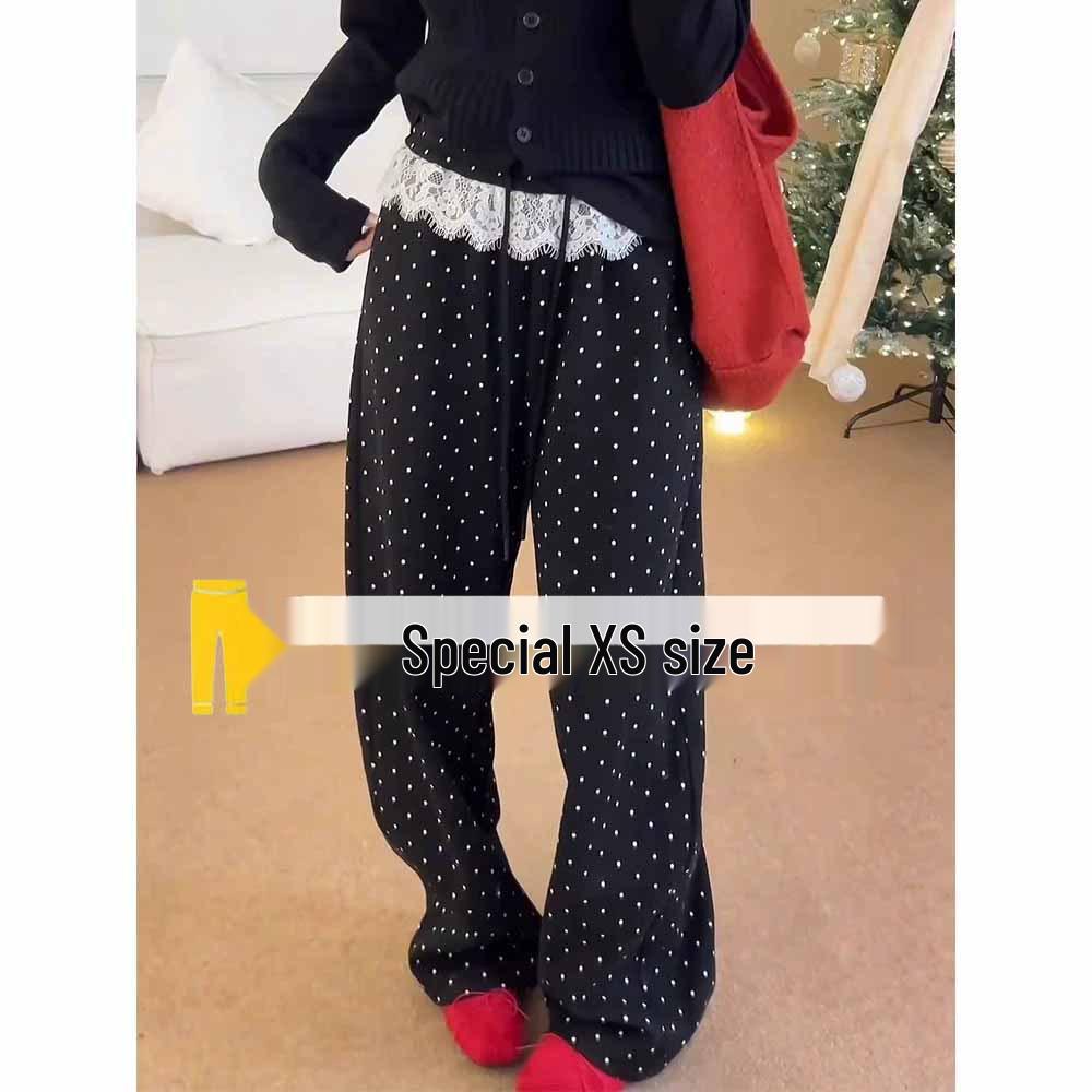 Korean Lace Trim Polka Dot Casual Wide Leg Pants for Women, Elastic Waist, Slim Fit, Spring/Autumn XL (suggested for 116-125 jins)
Korean Lace Trim Polka Dot Casual Wide Leg Pants for Women, Elastic Waist, Slim Fit, Spring/Autumn XL (suggested for 116-125 jins)
