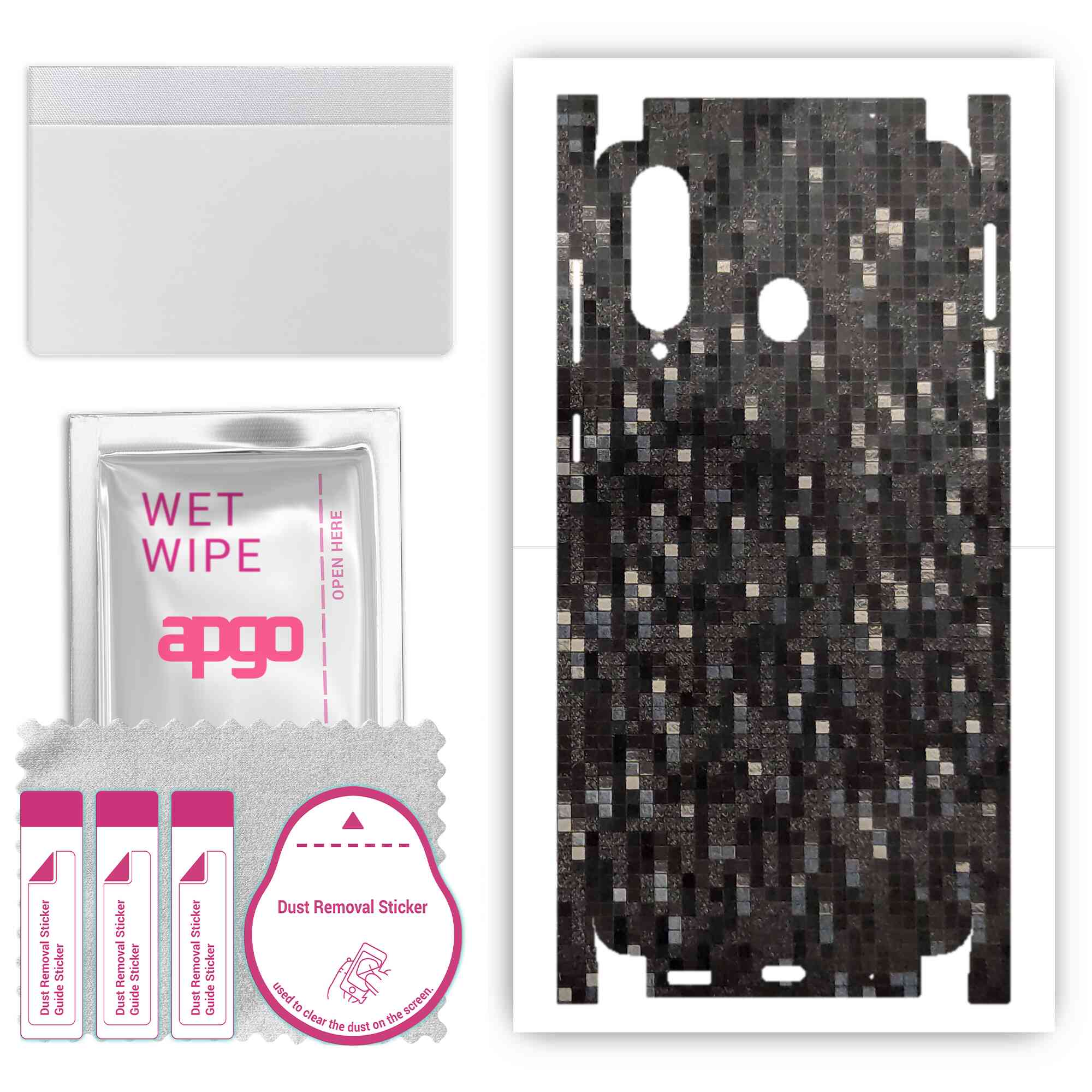apgo Protective Skin Sticker for the back+sides compatible with Samsung Galaxy A8s, Full Wrap Film, Foil, Vinyl - Pattern Carbon Black Pixel
apgo Protective Skin Sticker for the back+sides compatible with Samsung Galaxy A8s, Full Wrap Film, Foil, Vinyl - Pattern Carbon Black Pixel