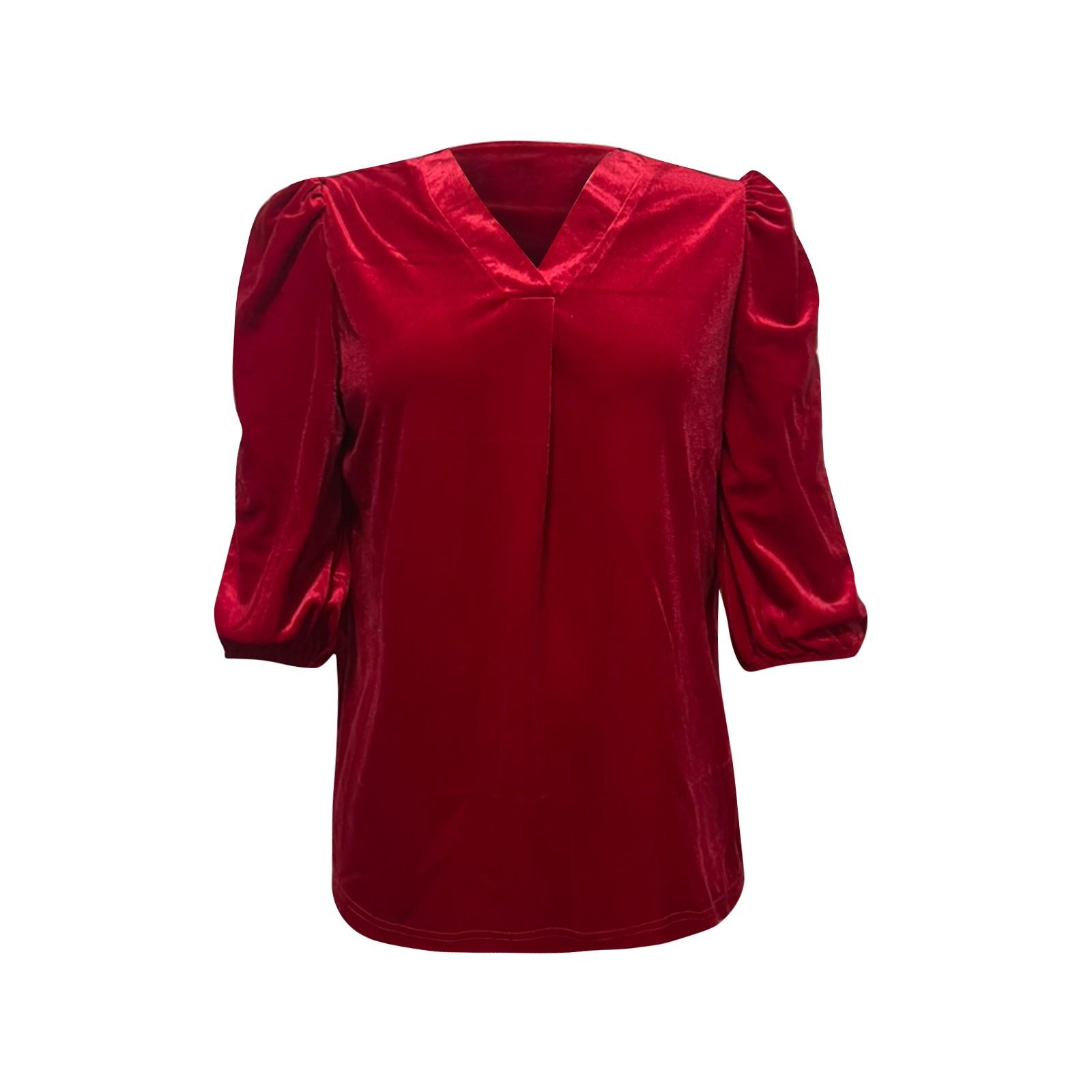 Женские бархатные топы с V-образным вырезом и рукавами-фонариками 3/4, модные нарядные повседневные свободные рубашки для рождественской вечеринки и праздника XL красный
Женские бархатные топы с V-образным вырезом и рукавами-фонариками 3/4, модные нарядные повседневные свободные рубашки для рождественской вечеринки и праздника XL красный