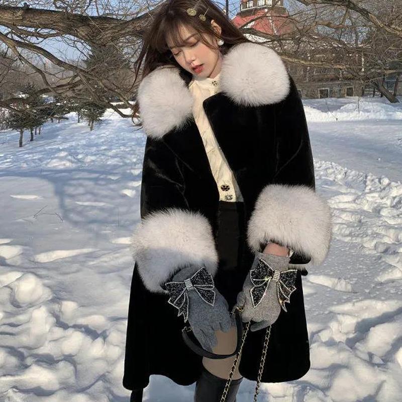 Winter Faux Fur Coat Women Faux Fox Fur Collar Female Long Overcoat Thick Warm L чорний
Winter Faux Fur Coat Women Faux Fox Fur Collar Female Long Overcoat Thick Warm L чорний