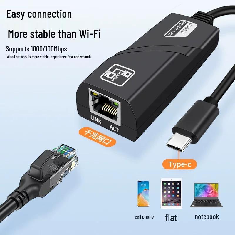 High-Speed USB 3.0 Type-C to Gigabit Ethernet Adapter, Plug-and-Play RJ45 Converter.
High-Speed USB 3.0 Type-C to Gigabit Ethernet Adapter, Plug-and-Play RJ45 Converter.