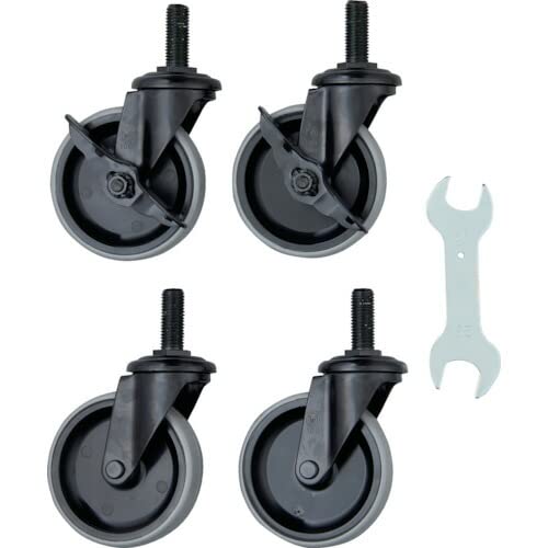 TRUSCO Stainless Steel Wagon Caster Set for Clean Phoenix Wagons, 100mm Diameter NU Wheels with Black Painted Steel Fittings, CFL-NU100M16SET
TRUSCO Stainless Steel Wagon Caster Set for Clean Phoenix Wagons, 100mm Diameter NU Wheels with Black Painted Steel Fittings, CFL-NU100M16SET