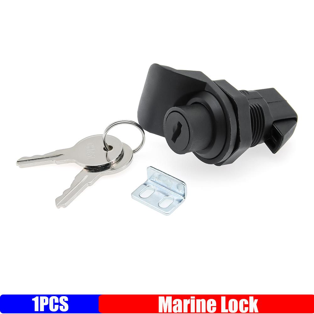 Прочный замок с защелкой, 1 шт., фурнитура для ящика шкафа для лодки, автофургона, прицепа, с 2 ключами, лодочное оборудование, черный цвет