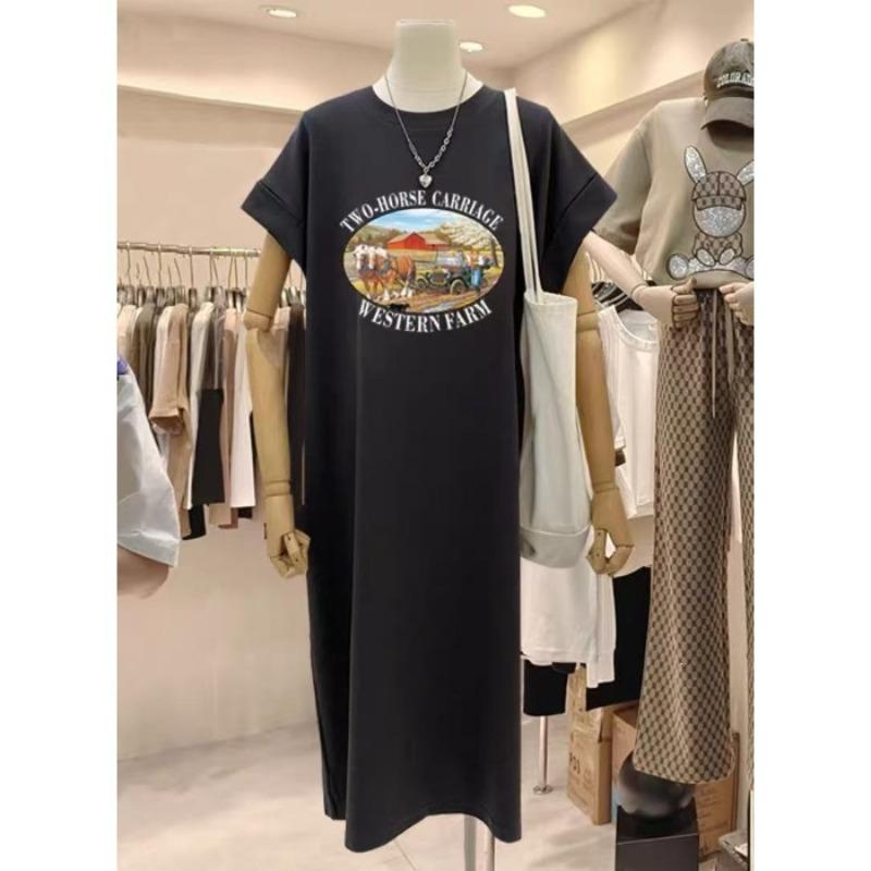 Summer Mid-length Long Dress with Knee-length Skirt, Casual Dress with Loose Sleeves, T-shirt Style 4XL чорний
Summer Mid-length Long Dress with Knee-length Skirt, Casual Dress with Loose Sleeves, T-shirt Style 4XL чорний