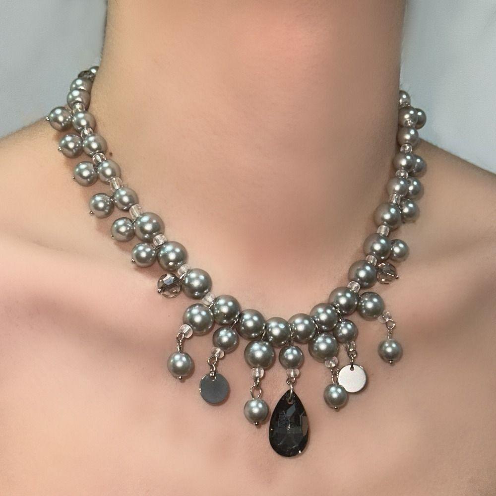 Grey Pearl Double-layer Pearl Tassel Necklaces Exquisite Women s Clavicle Chain Women сірий
Grey Pearl Double-layer Pearl Tassel Necklaces Exquisite Women s Clavicle Chain Women сірий