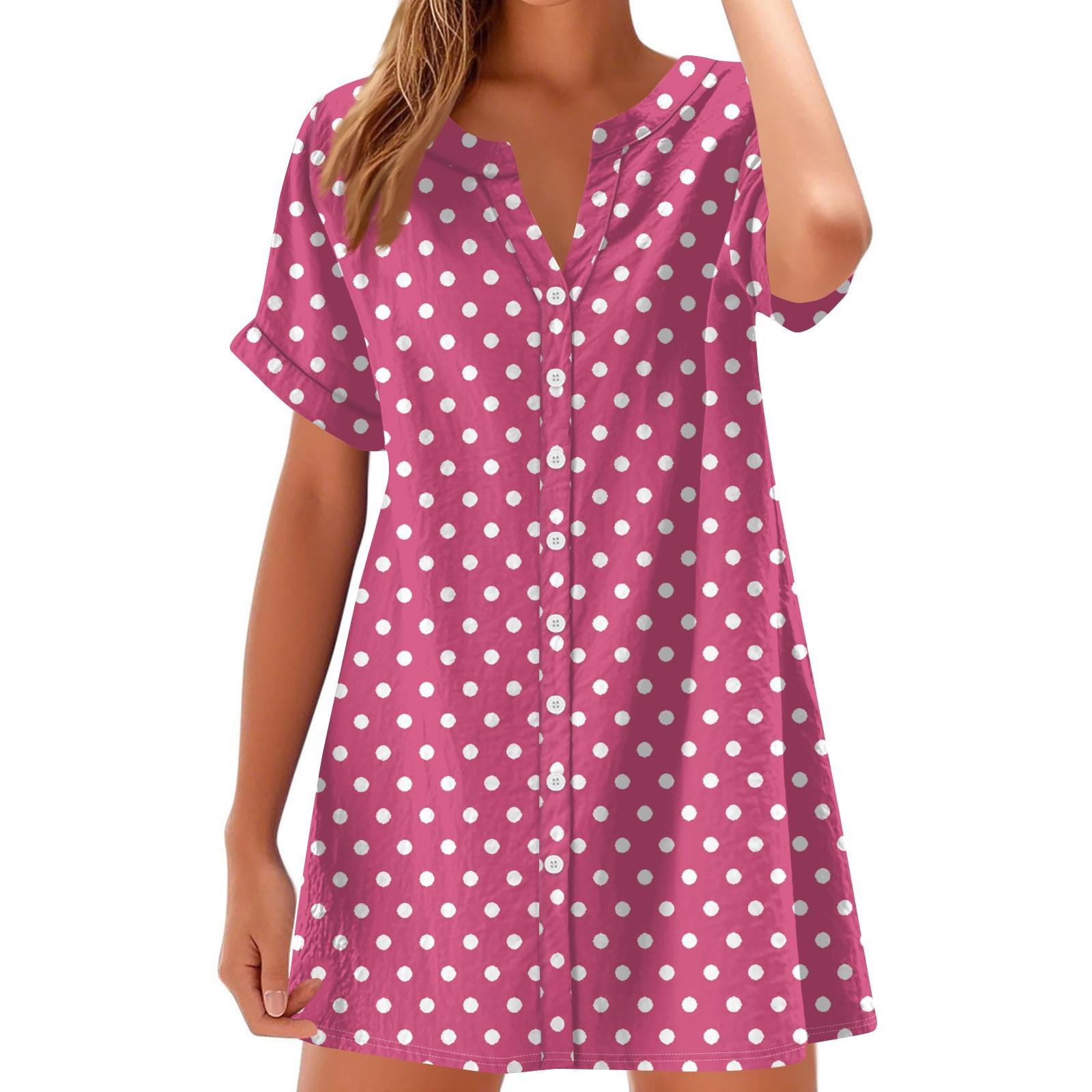 Women s Fashion Casual V-neck Short-sleeve Button Check, Tie-dye, Polka Dot Print Dress S
Women s Fashion Casual V-neck Short-sleeve Button Check, Tie-dye, Polka Dot Print Dress S