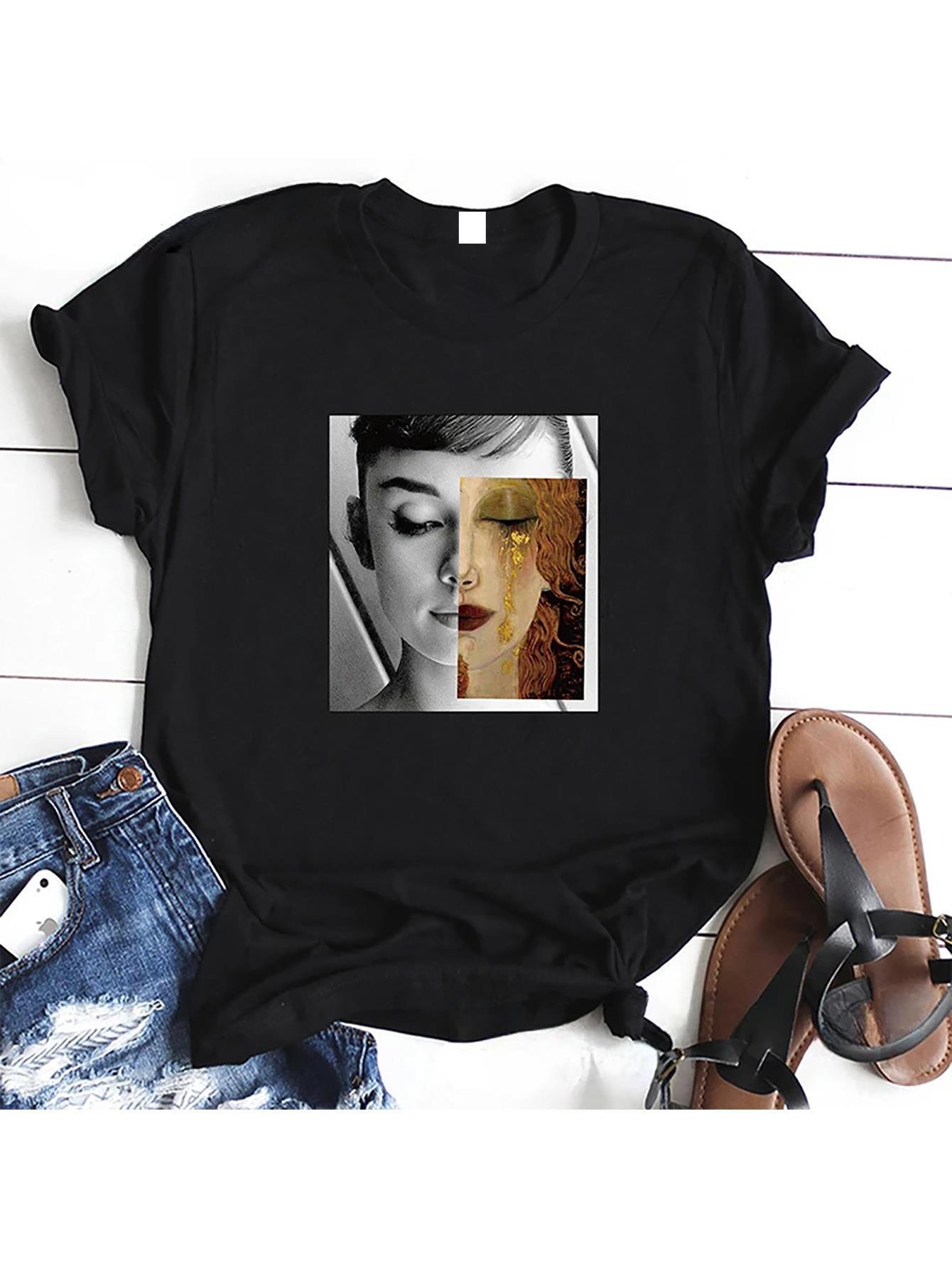 Women s Gustav Klimt& Artistic Fusion Print T-Shirt- Casual Streetwear Short Sleeve Round Neck Tee S
Women s Gustav Klimt& Artistic Fusion Print T-Shirt- Casual Streetwear Short Sleeve Round Neck Tee S