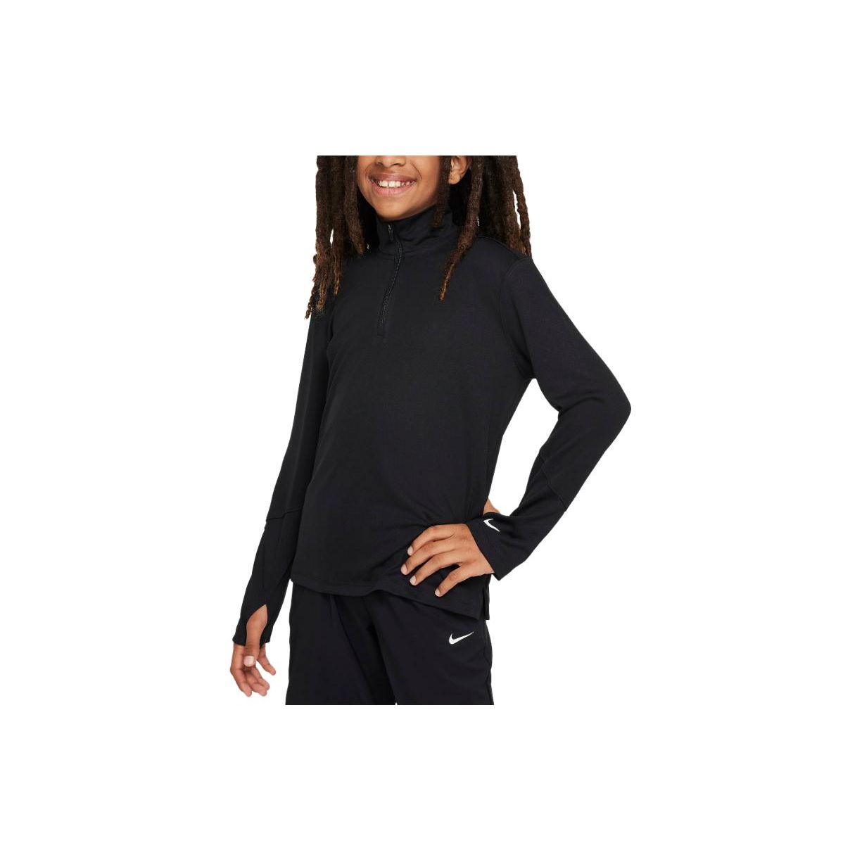 Nike Kids Solid Color Long Sleeve Pullover With Stand Collar Kids Tops Black FN8375-010 M
Nike Kids Solid Color Long Sleeve Pullover With Stand Collar Kids Tops Black FN8375-010 M