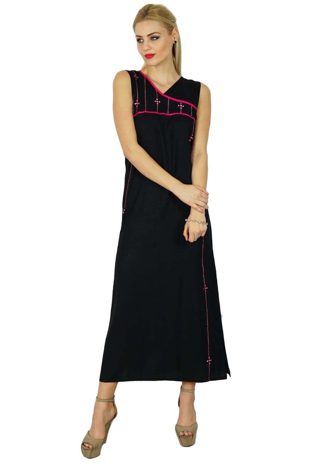 Bimba Women Black A-Line Maxi Dress без рукавов Повседневная Boho Chic Clothing 12 чёрный
Bimba Women Black A-Line Maxi Dress без рукавов Повседневная Boho Chic Clothing 12 чёрный