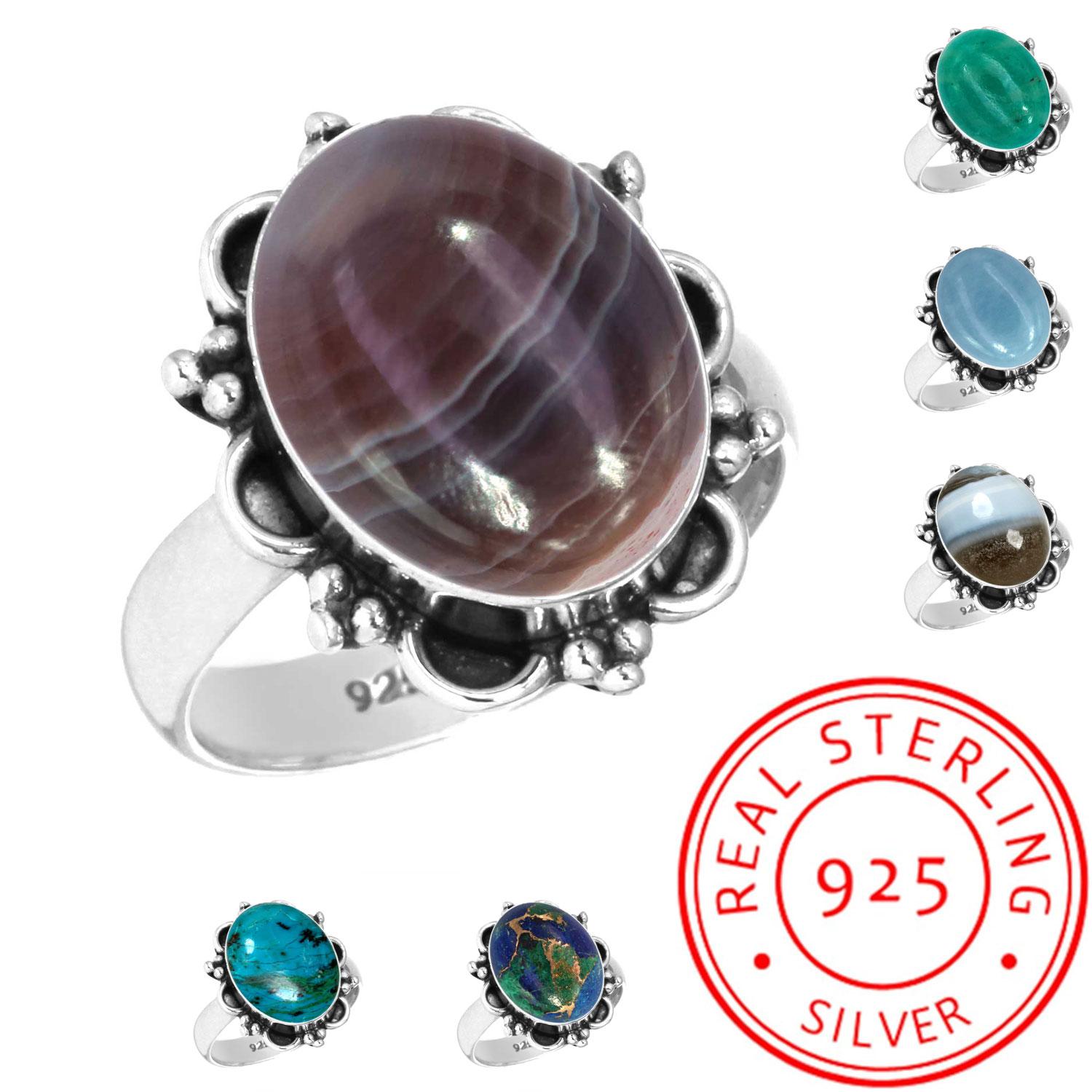 925 Sterling Silver Ring Women Gemstone Handmade Jewelry Anniversary Gift Amazonite Angelite Blue Opal Botswana Agate Mohave Azurite Chrysocolla Boho 13
925 Sterling Silver Ring Women Gemstone Handmade Jewelry Anniversary Gift Amazonite Angelite Blue Opal Botswana Agate Mohave Azurite Chrysocolla Boho 13