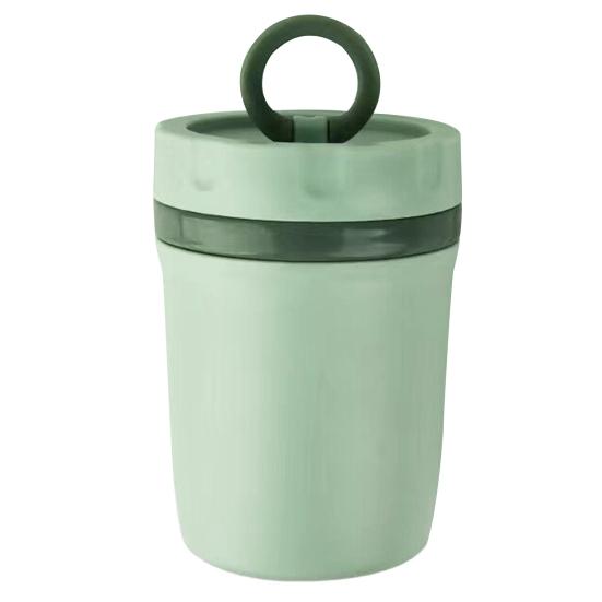 Термостойкая герметичная силиконовая съемная моющаяся бутылка для супа на 330 мл для детей зелёный