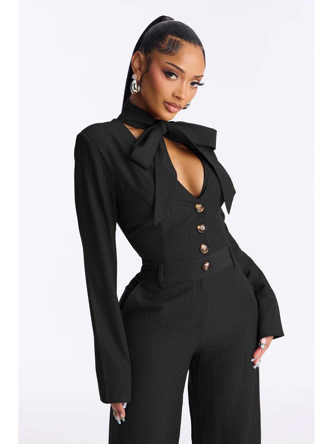 AJ4496 European and American Women s Elegant Lace-up Bow Jumpsuit with Wide-leg Pants 2XL чёрный
AJ4496 European and American Women s Elegant Lace-up Bow Jumpsuit with Wide-leg Pants 2XL чёрный