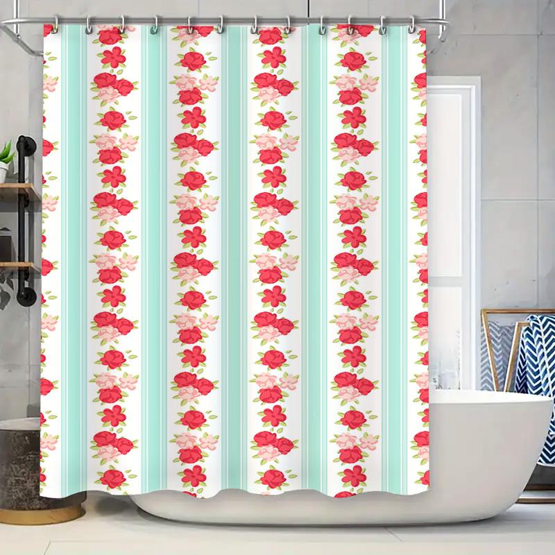Floral Striped Shower Curtain Soft Fabric Waterproof Bath Decor For Home Bathroom Red Floral Print 72 X 84 Inches (69 Inches) Li W60H190(CM)-1 Pcs
Floral Striped Shower Curtain Soft Fabric Waterproof Bath Decor For Home Bathroom Red Floral Print 72 X 84 Inches (69 Inches) Li W60H190(CM)-1 Pcs