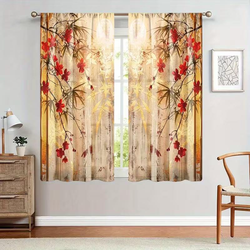2Pcs Elegant plum blossom print curtains,suitable for bedroom,living room kitchen decoration,home decoration,window decoration 14Wx39L(35x100CM)x2&Rod Pocket
2Pcs Elegant plum blossom print curtains,suitable for bedroom,living room kitchen decoration,home decoration,window decoration 14Wx39L(35x100CM)x2&Rod Pocket