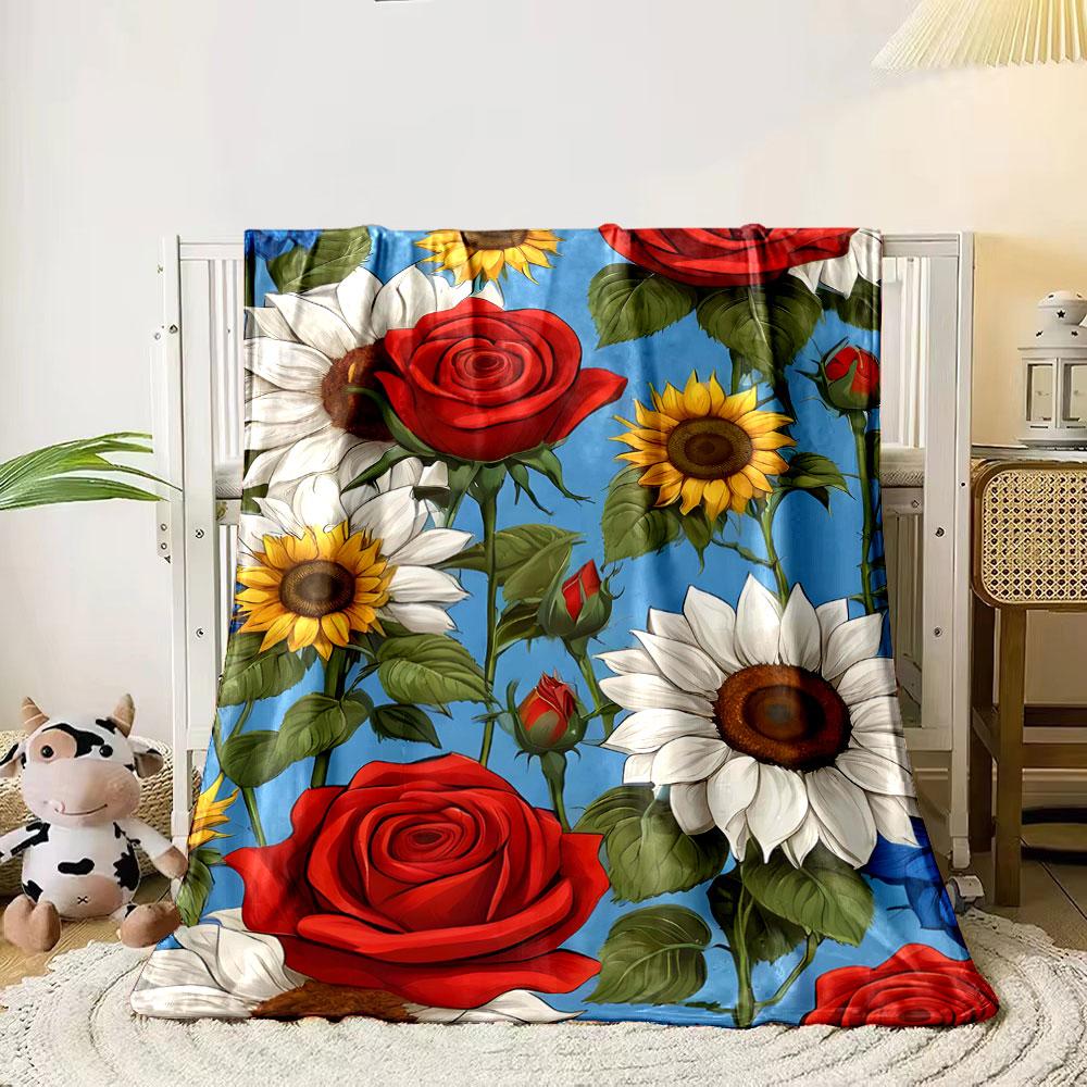 Red roses and yellow sunflowers with green leaves on a blue background. for all seasons blanket lunch break throw gift 80cm x 120cm
Red roses and yellow sunflowers with green leaves on a blue background. for all seasons blanket lunch break throw gift 80cm x 120cm