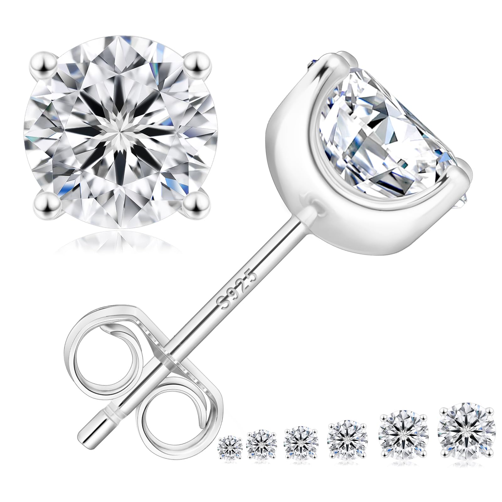 KRKC Moissanite carats 925 for single stone stud for both birthday Day gift box GRA certification card included prongs carats Earrings,
KRKC Moissanite carats 925 for single stone stud for both birthday Day gift box GRA certification card included prongs carats Earrings,