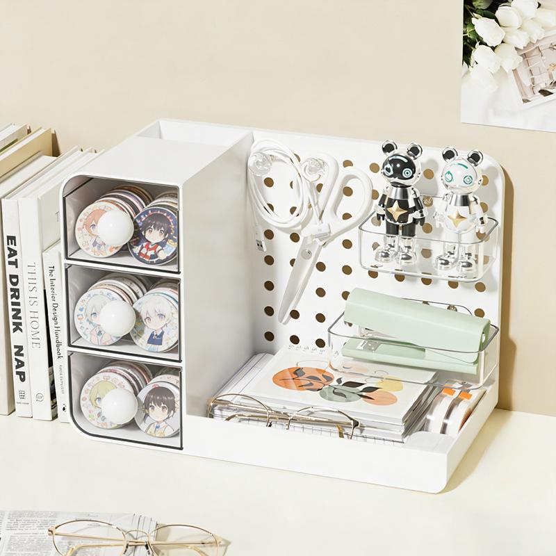 Perforated Board Storage Box for Desktop Dressing Table Cosmetics Sorting Student Desk Miscellaneous Organizer
Perforated Board Storage Box for Desktop Dressing Table Cosmetics Sorting Student Desk Miscellaneous Organizer