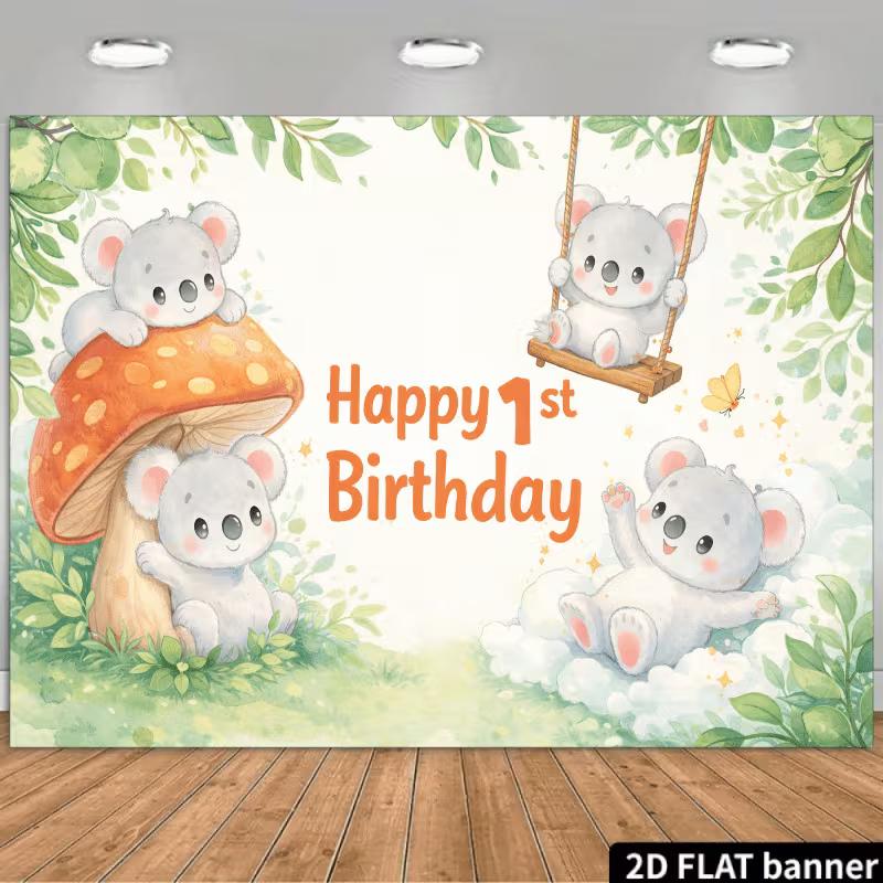 2D Cute Koala 1st Birthday Backdrop Mushroom & Swing Party Banner 47.2x31.5inch/120*80cm
2D Cute Koala 1st Birthday Backdrop Mushroom & Swing Party Banner 47.2x31.5inch/120*80cm