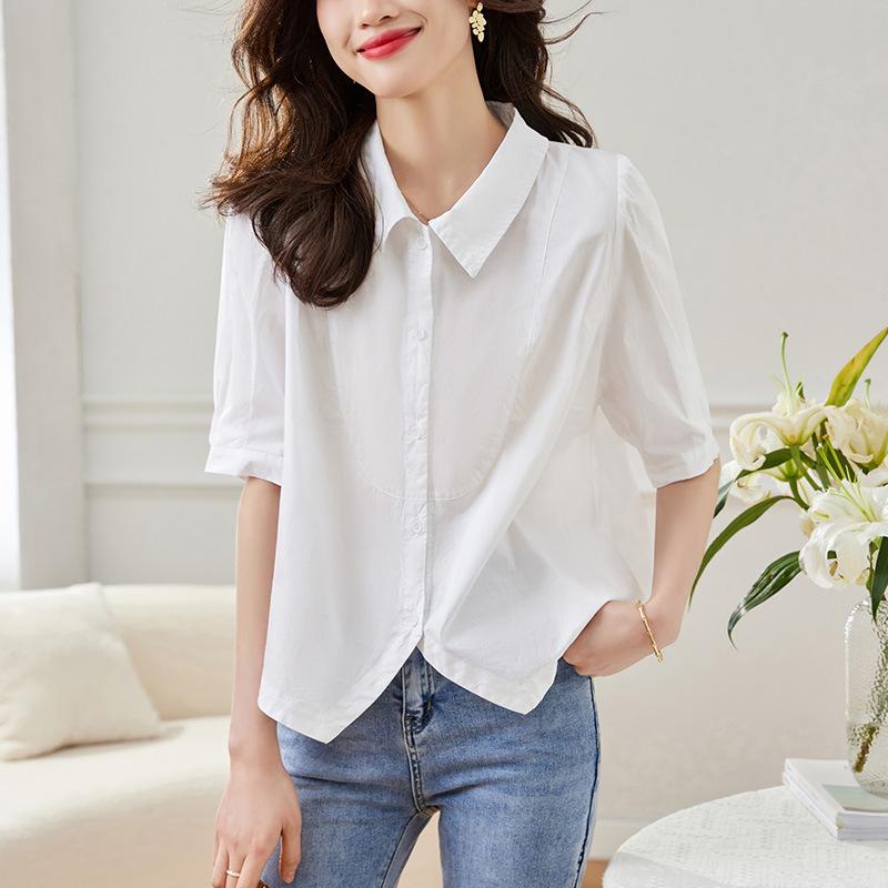 Pure Cotton White Top for Women Short-sleeved Summer Updated Style Design Niche Style Relaxed Fit Top XXL білий
Pure Cotton White Top for Women Short-sleeved Summer Updated Style Design Niche Style Relaxed Fit Top XXL білий